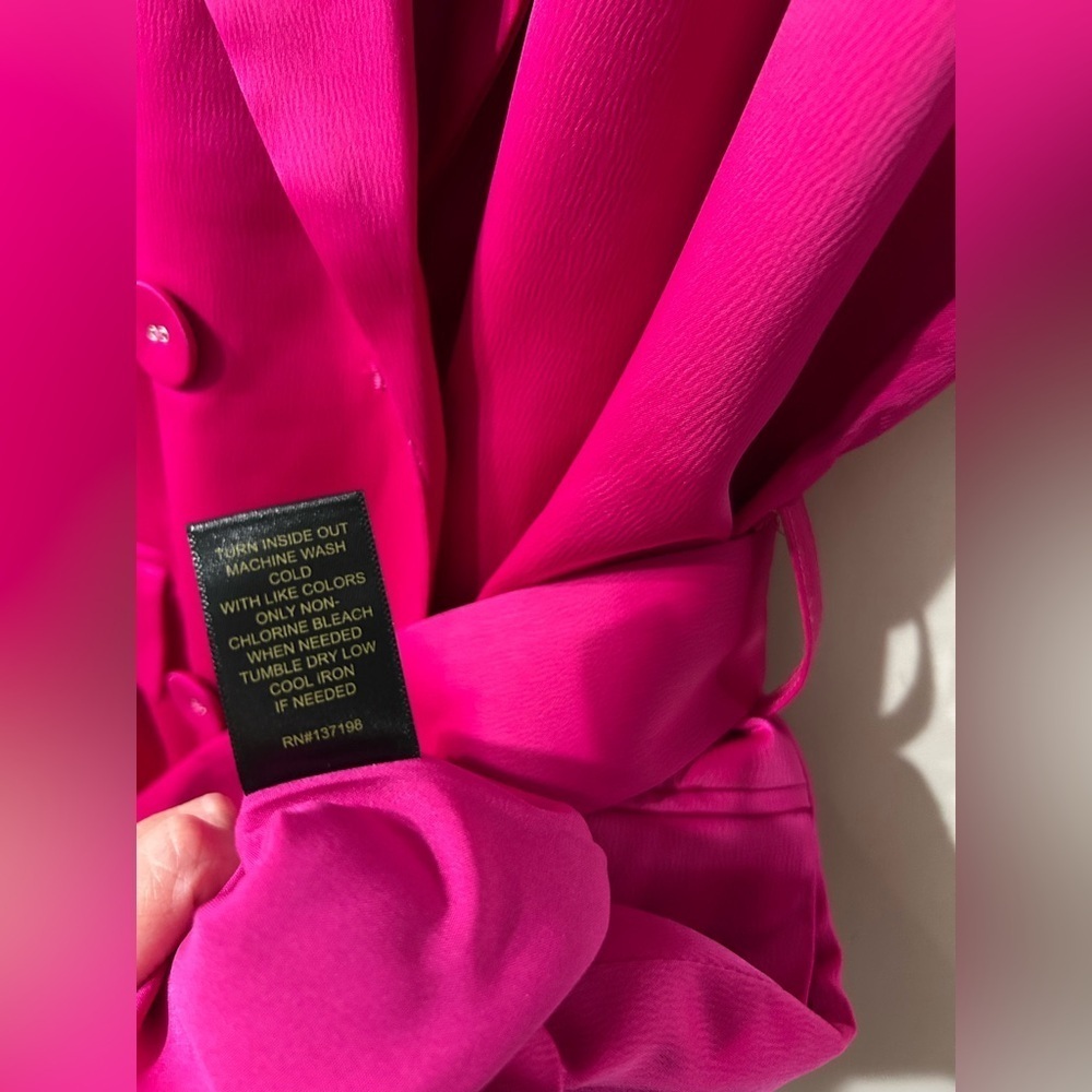 House of Harlow 1960 Randa Blazer Bright pink Satin Button sleeveless belted - Picture 6 of 7